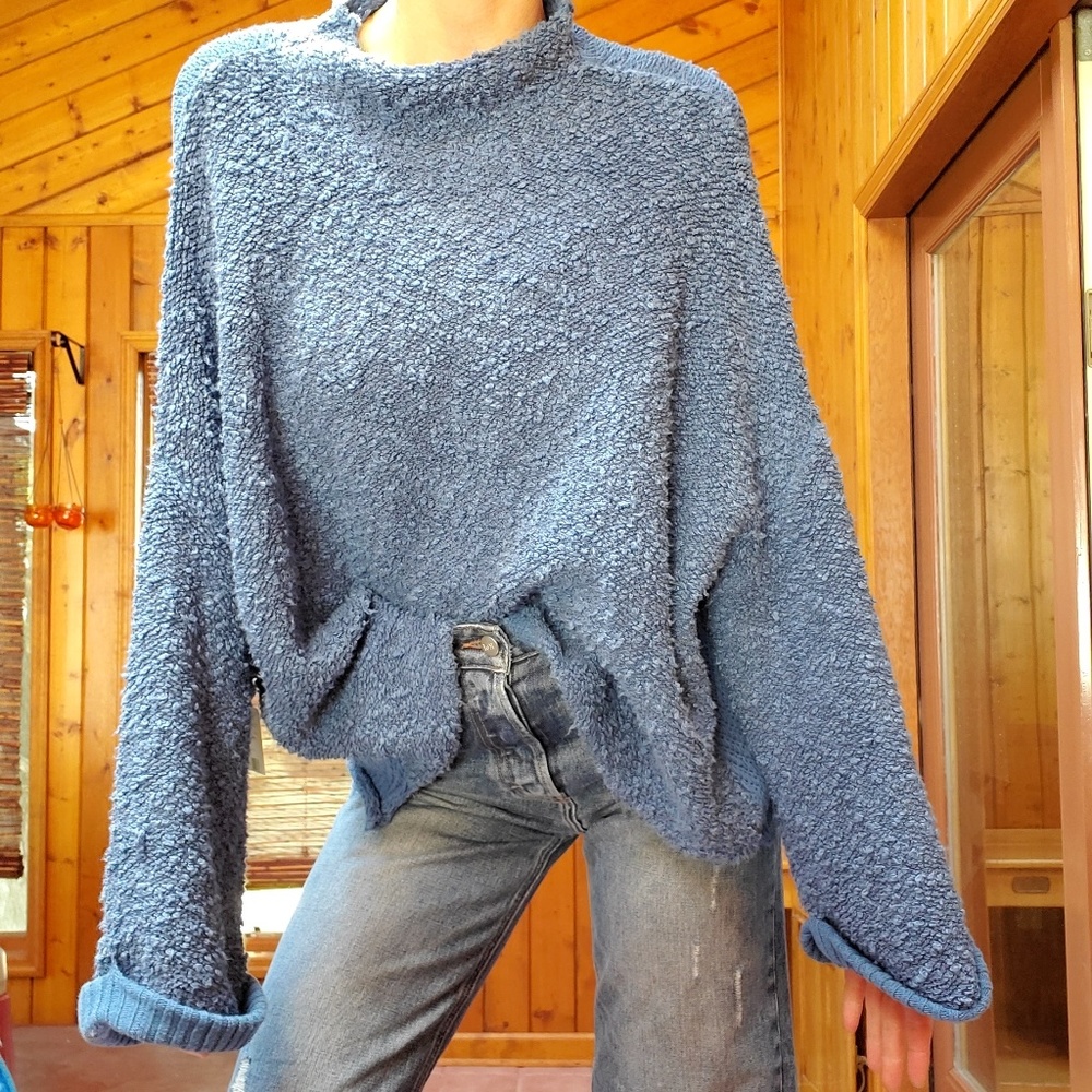 Free People "Cuddle-Up" Sweater XS/S NWT! Blue - Picture 2 of 8